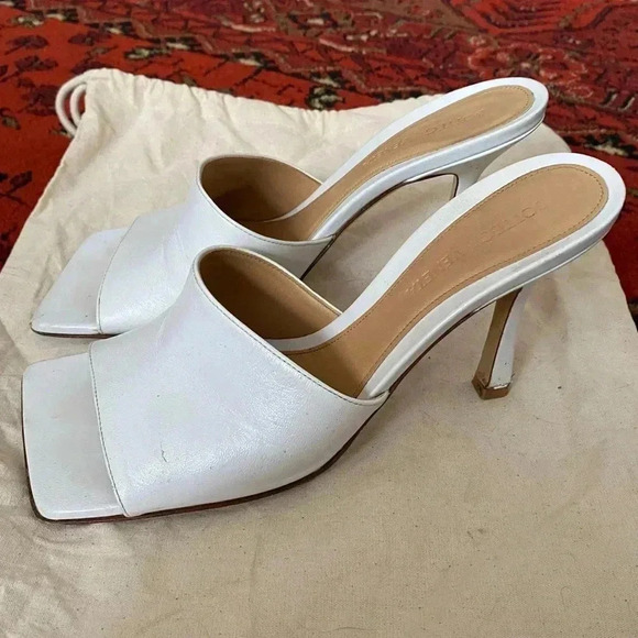 Bottega Veneta White Leather Square-Toe Heels – EU 37 / US 6.5 stretch mule shoe - Picture 6 of 11